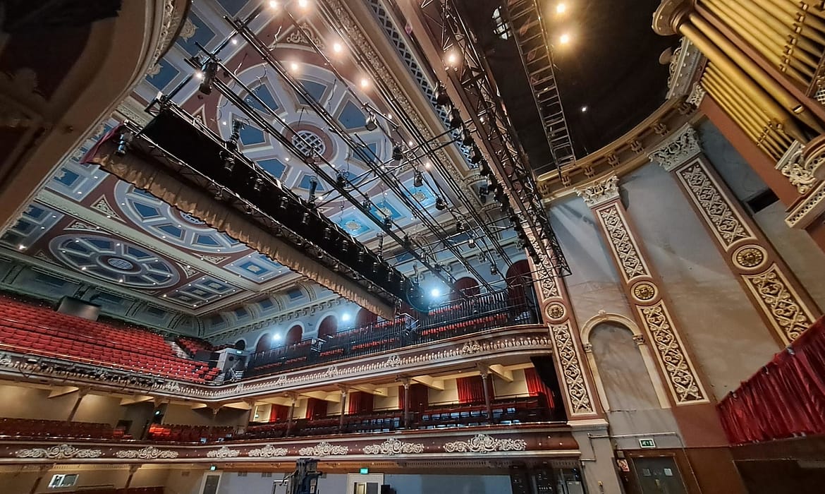 Lighting truss at St George's Hall Theatre, Bradford UK