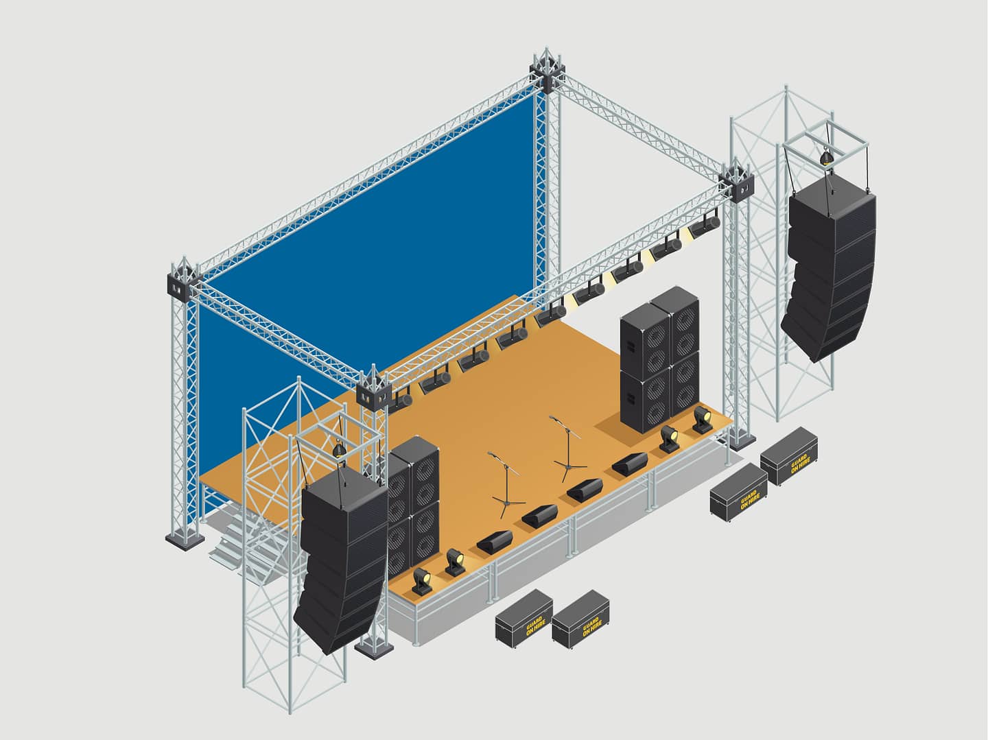Guard load arrestors on hire, protecting speaker cabs that are suspended at height